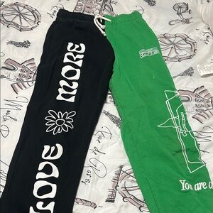CHNGE Black and Green Track Pants